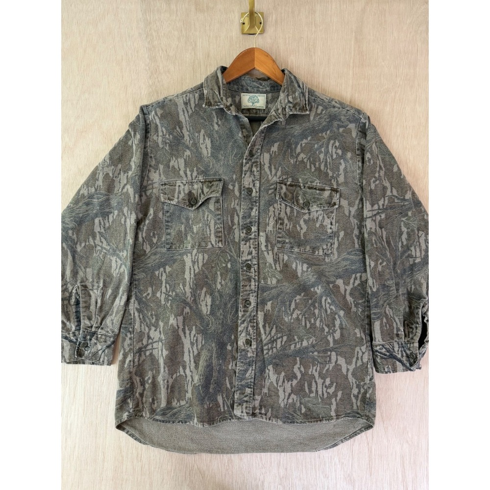 Mossy Oak Mens Camouflage Long Sleeve Button Down Shirt 100% Cotton Made in USA